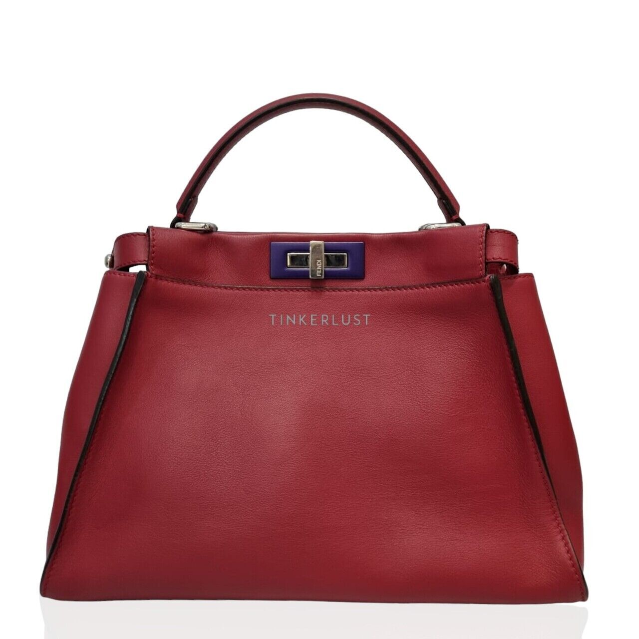 tas satchel Fendi Peekaboo Red Medium SHW Satchel Bag Tinkerlust